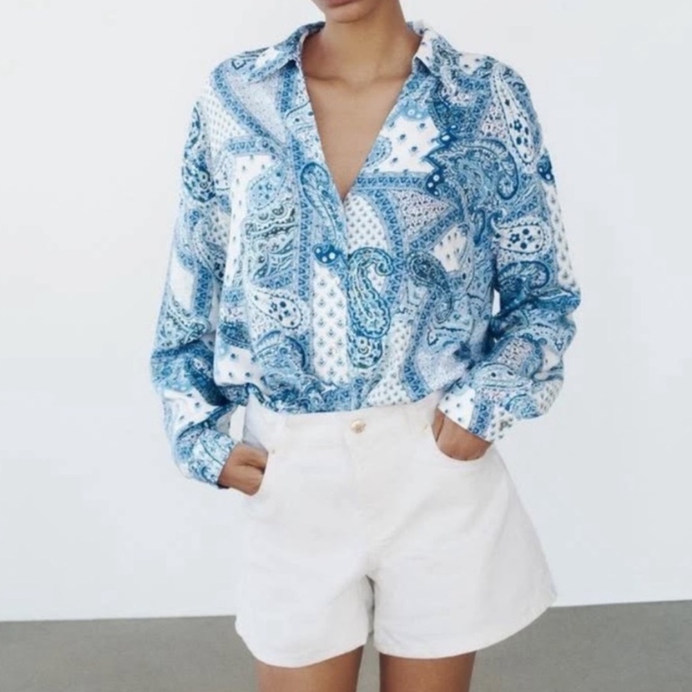 Zara Paisley Button Down Shirt